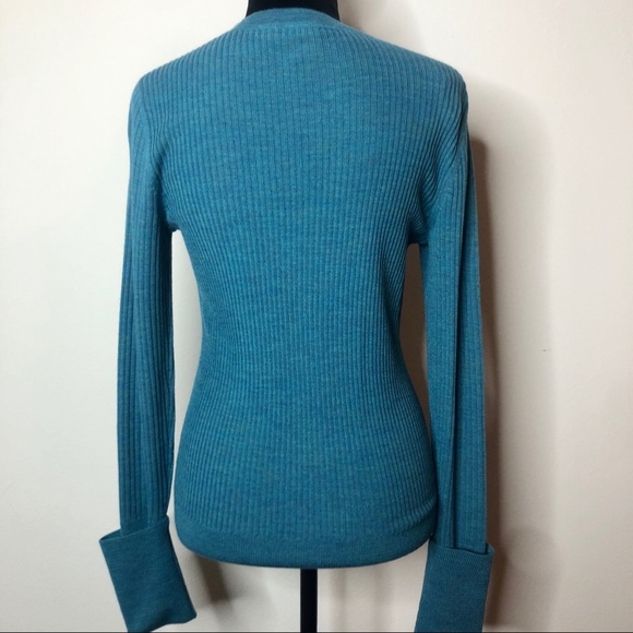 Tory Burch Teal Ribbed Cardigan - Picture 5 of 13